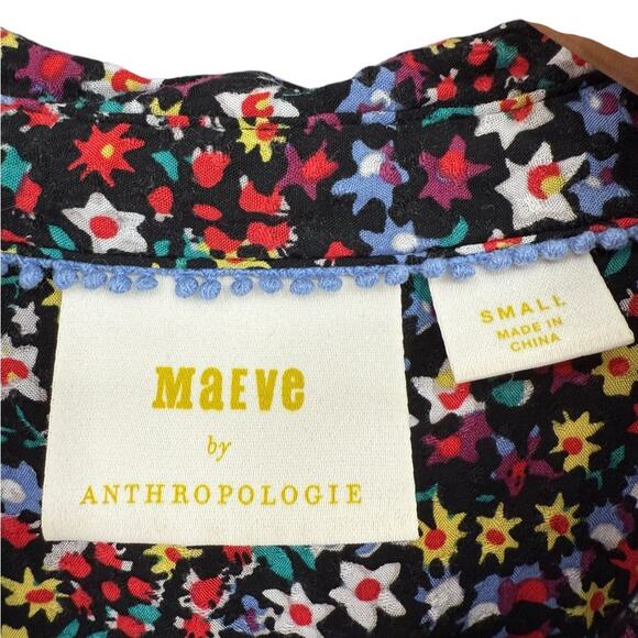 Maeve Mallory Floral Ruffle Sleeve Women's High Low Button Down Top Size Small - Picture 3 of 6